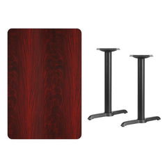 30'' x 45'' Rectangular Mahogany Laminate Table Top with 5'' x 22'' Table Height Bases
