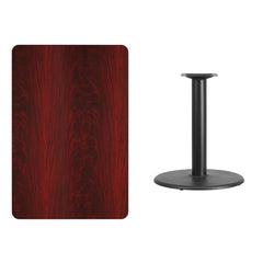 30'' x 45'' Rectangular Mahogany Laminate Table Top with 24'' Round Table Height Base