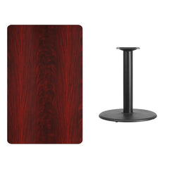 30'' x 48'' Rectangular Mahogany Laminate Table Top with 24'' Round Table Height Base