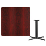 42'' Square Mahogany Laminate Table Top with 33'' x 33'' Table Height Base
