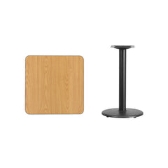 24'' Square Natural Laminate Table Top with 18'' Round Table Height Base