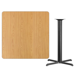 42'' Square Natural Laminate Table Top with 33'' x 33'' Bar Height Table Base