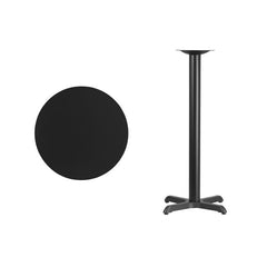 24'' Round Black Laminate Table Top with 22'' x 22'' Bar Height Table Base