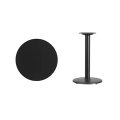 24'' Round Black Laminate Table Top with 18'' Round Table Height Base
