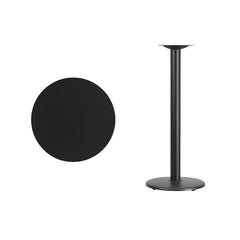 24'' Round Black Laminate Table Top with 18'' Round Bar Height Table Base