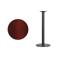 24'' Round Mahogany Laminate Table Top with 18'' Round Bar Height Table Base