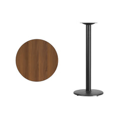 24'' Round Walnut Laminate Table Top with 18'' Round Bar Height Table Base