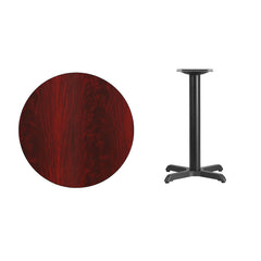 30'' Round Mahogany Laminate Table Top with 22'' x 22'' Table Height Base