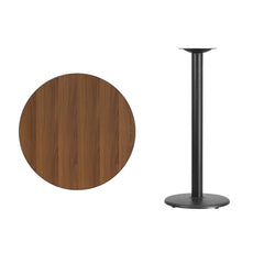 30'' Round Walnut Laminate Table Top with 18'' Round Bar Height Table Base