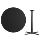 42'' Round Black Laminate Table Top with 33'' x 33'' Bar Height Table Base
