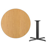 42'' Round Natural Laminate Table Top with 33'' x 33'' Table Height Base