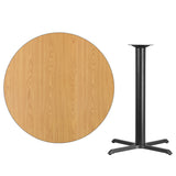 42'' Round Natural Laminate Table Top with 33'' x 33'' Bar Height Table Base