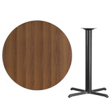 42'' Round Walnut Laminate Table Top with 33'' x 33'' Bar Height Table Base