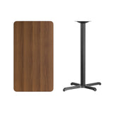 24'' x 42'' Rectangular Walnut Laminate Table Top with 22'' x 30'' Bar Height Table Base