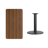 24'' x 42'' Rectangular Walnut Laminate Table Top with 24'' Round Table Height Base