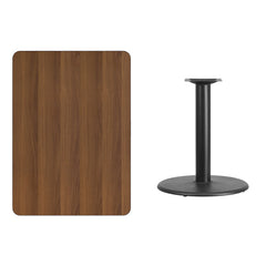 30'' x 42'' Rectangular Walnut Laminate Table Top with 24'' Round Table Height Base