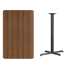 30'' x 48'' Rectangular Walnut Laminate Table Top with 22'' x 30'' Bar Height Table Base