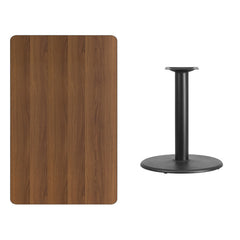 30'' x 48'' Rectangular Walnut Laminate Table Top with 24'' Round Table Height Base