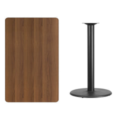 30'' x 48'' Rectangular Walnut Laminate Table Top with 24'' Round Bar Height Table Base