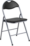 HERCULES Series Black Vinyl Metal Folding Chair with Carrying Handle