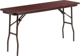 18'' x 60'' Rectangular Mahogany Melamine Laminate Folding Training Table