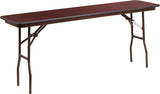 18'' x 72'' Rectangular Mahogany Melamine Laminate Folding Training Table