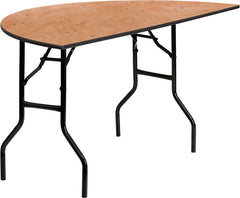 60'' Half-Round Wood Folding Banquet Table