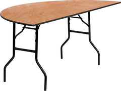 72'' Half-Round Wood Folding Banquet Table
