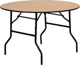 48'' Round Wood Folding Banquet Table with Clear Coated Finished Top