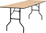 30'' x 96'' Rectangular Wood Folding Banquet Table with Clear Coated Finished Top