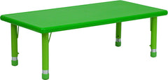 24''W x 48''L Height Adjustable Rectangular Green Plastic Activity Table