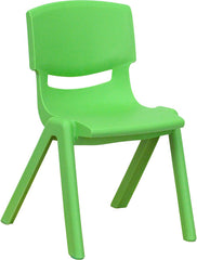 Green Plastic Stackable School Chair with 12'' Seat Height