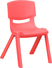 Red Plastic Stackable School Chair with 12'' Seat Height