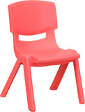 Red Plastic Stackable School Chair with 10.5'' Seat Height