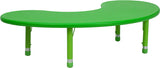 35''W x 65''L Height Adjustable Half-Moon Green Plastic Activity Table