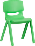 Green Plastic Stackable School Chair with 13.25'' Seat Height
