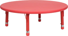 45'' Round Height Adjustable Red Plastic Activity Table