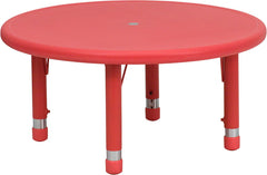 33'' Round Height Adjustable Red Plastic Activity Table