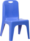 Blue Plastic Stackable School Chair with Carrying Handle and 11'' Seat Height