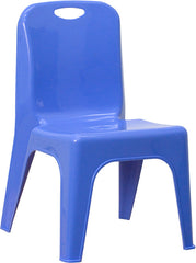 Blue Plastic Stackable School Chair with Carrying Handle and 11'' Seat Height