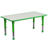 23.625''W x 47.25''L Height Adjustable Rectangular Green Plastic Activity Table with Grey Top