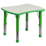 21.875''W x 26.625''L Height Adjustable Rectangular Green Plastic Activity Table with Grey Top