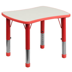 21.875''W x 26.625''L Height Adjustable Rectangular Red Plastic Activity Table with Grey Top