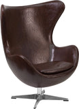 Brown Leather Egg Chair with Tilt-Lock Mechanism