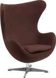 Brown Wool Fabric Egg Chair with Tilt-Lock Mechanism