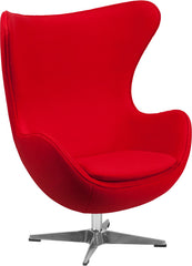 Red Wool Fabric Egg Chair with Tilt-Lock Mechanism