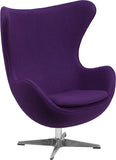 Purple Wool Fabric Egg Chair with Tilt-Lock Mechanism