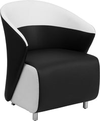 Black Leather Reception Chair with White Detailing
