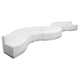 HERCULES Alon Series White Leather Reception Configuration, 8 Pieces