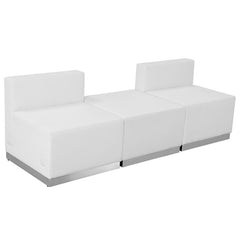 HERCULES Alon Series White Leather Reception Configuration, 3 Pieces